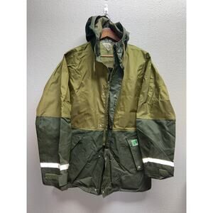 Vintage Helly Hansen Green Jacket Dual Color Mid Zip Hooded Outerwear 90s Small